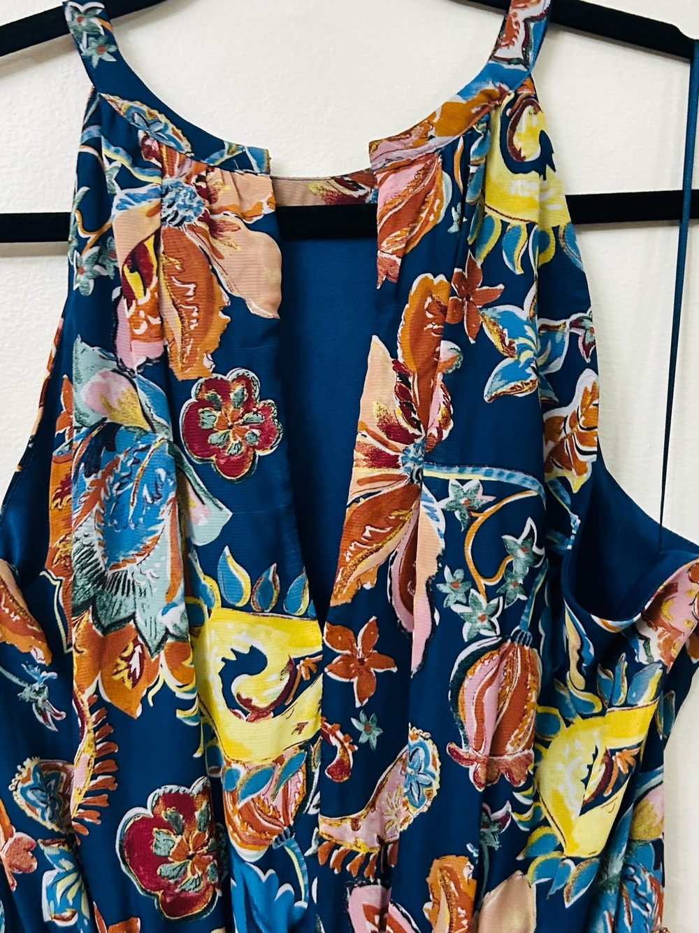 Nicole miller Floral Navy Maxi cottagecore Dress with Spaghetti Straps size 10 - Picture 5 of 9